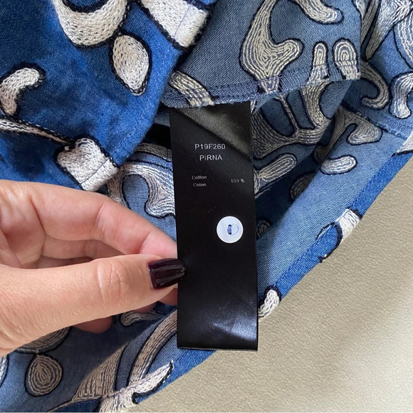 Anne Fontaine Blue Embroidered Sleeveless Button Down Blouse Size Womens 38/US 6 - Picture 5 of 6